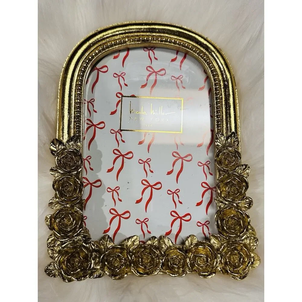 Nicole Miller Vintage Baroque Style Ornate Gold Arch Rose4x6 Picture Photo Frame - Picture 1 of 3